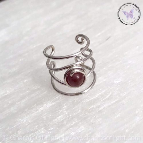 Pink Tourmaline Silver Banded Ear Cuff